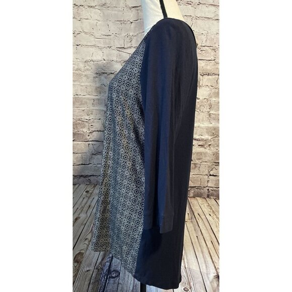 Chico's Womens Emma Embellished Top Black Knit Print 3/4 Sleeve Sz 1 Small - Picture 3 of 5